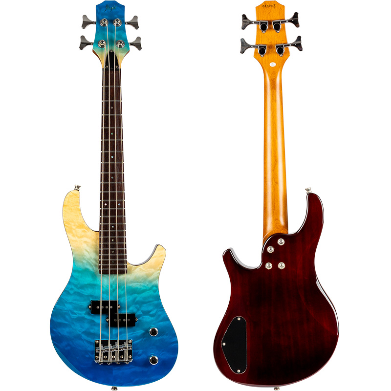 Цельнокорпусная басовая электроукулеле Flight Mini Bass (TBL), прозрачный голубой